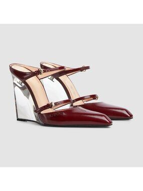 NEW Regent Calfskin Wedge Mules 38 Rosso Ancora Shoes